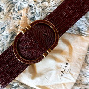 SEZANE - Fétiche Belt in Brown Teju, Size 80